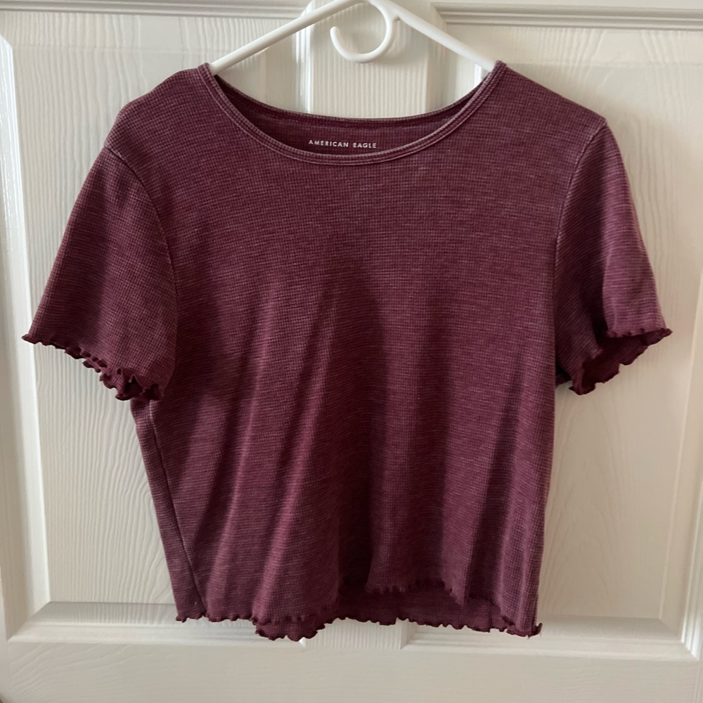 Cropped American Eagle Waffle Pattern Shirt